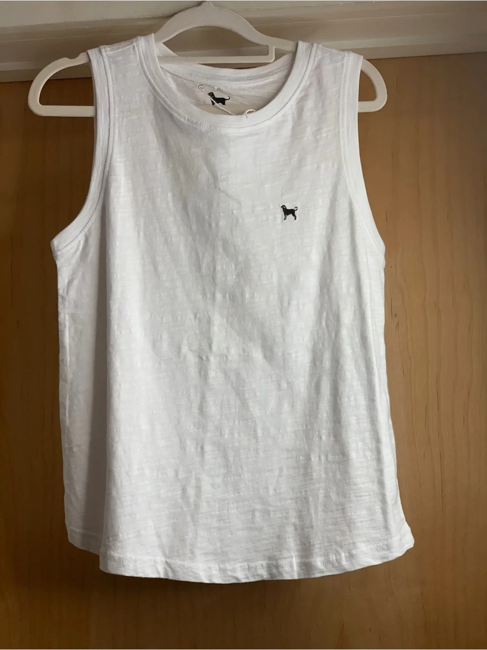 The Black Dog White Sleeveless Lady’s Muscle Tank with Small Dog Logo Size-Small